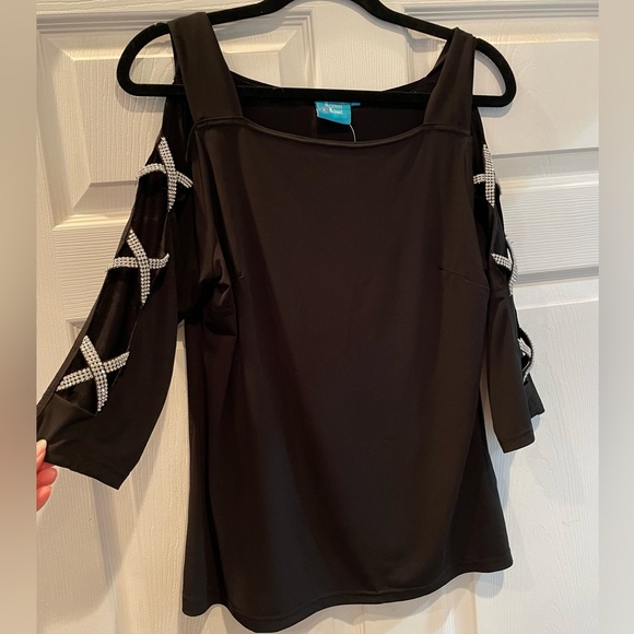 Kristen’s Kloset Rhinestone Sleeves Blouse - Picture 1 of 4